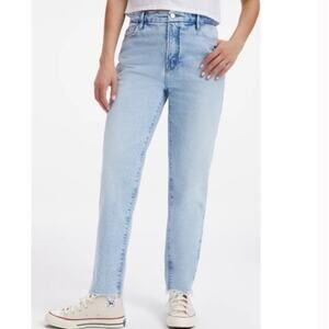 NWT Good American 25 High Waist Raw Hem Slim Straight Jeans Indigo248